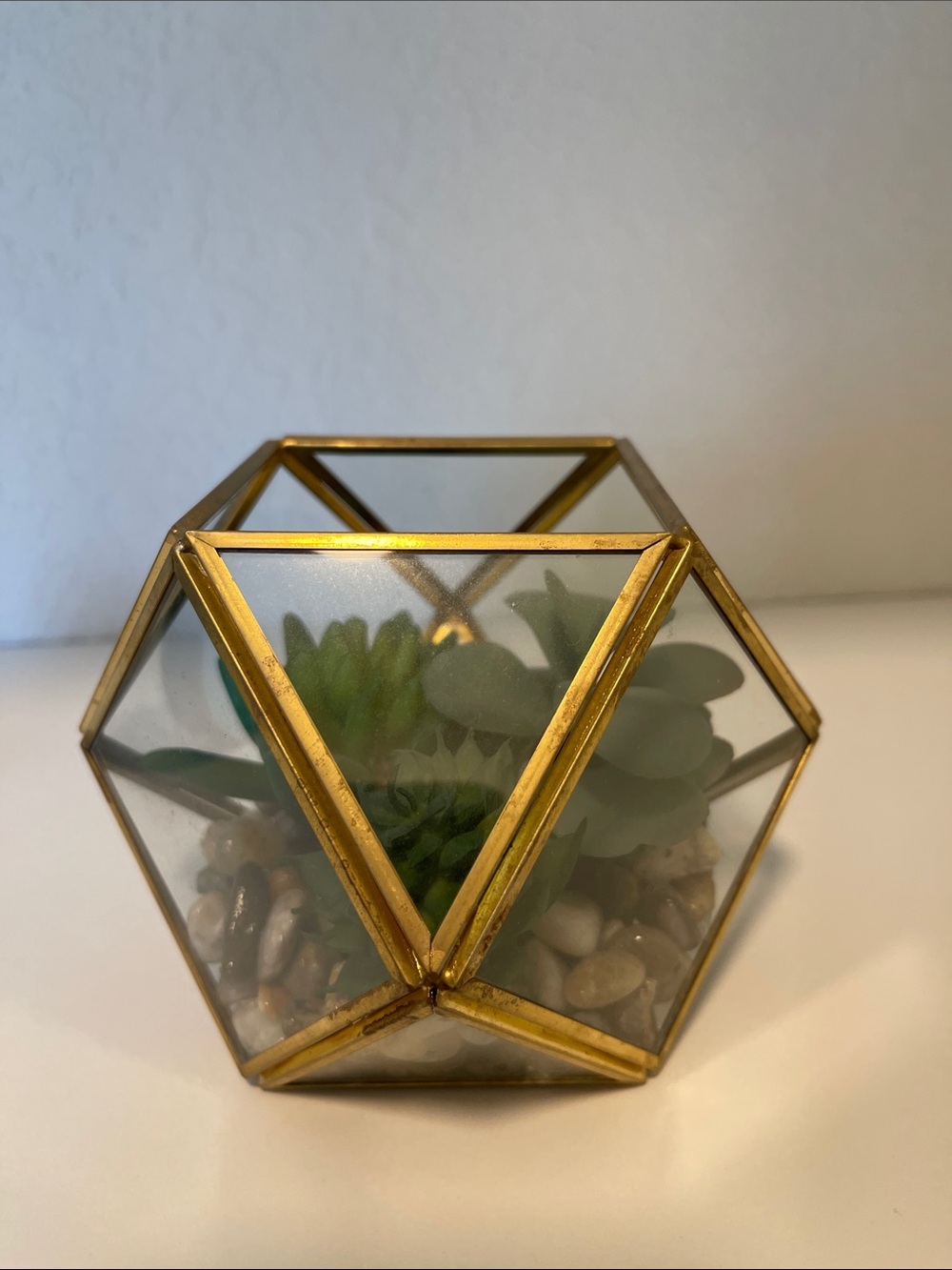 Gold Geometric Glass Terrarium Planter